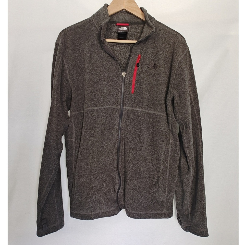 The North Face Polartec Classic Full Zip Fleece Jacket Men's Gray Red Medium